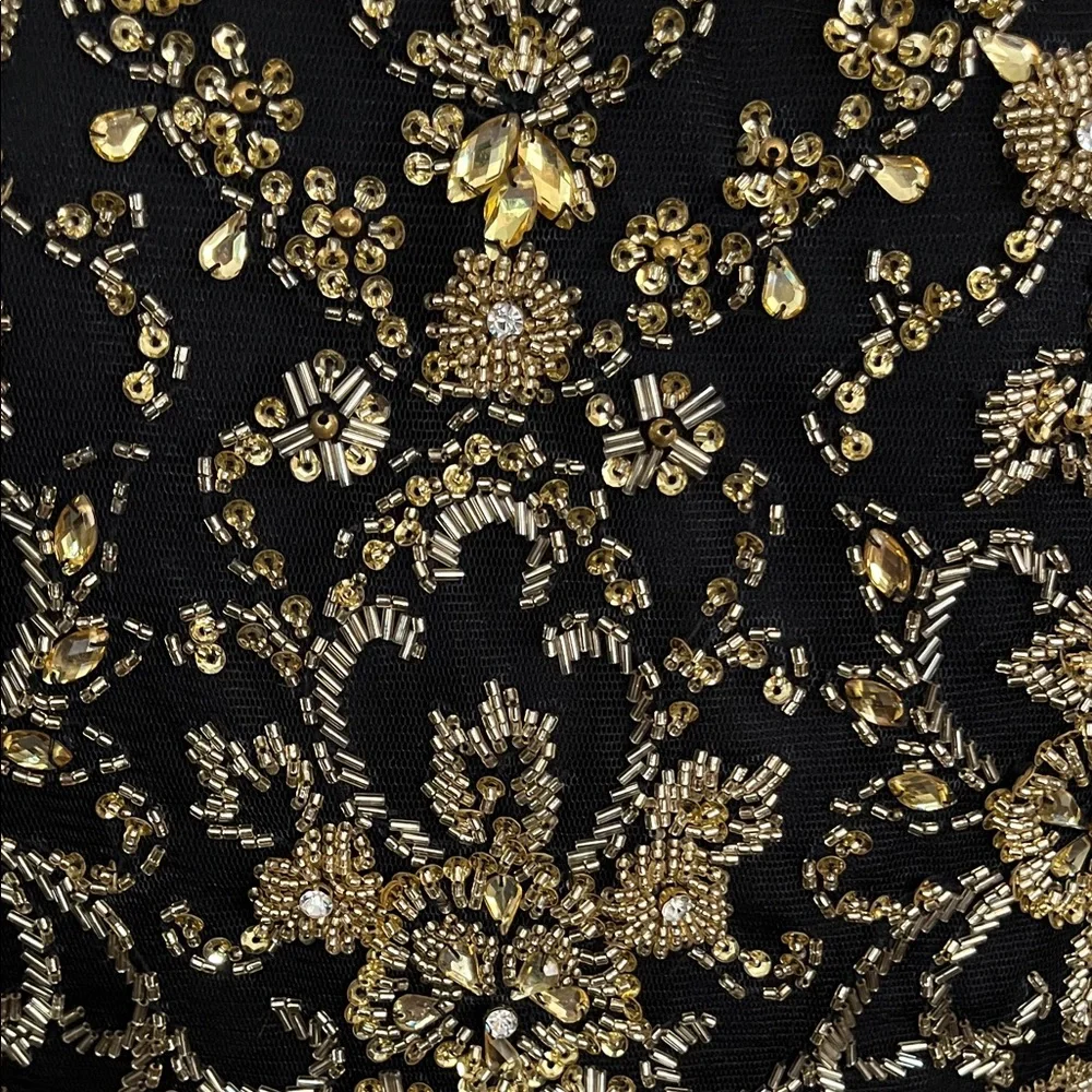 Vintage Eureka Black and Gold Embroidered Long Sleeve Dress.  Sz 10 - Picture 5 of 11